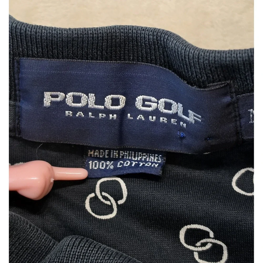 Polo Golf Ralph Lauren All Over Print Golf‎ Black Shirt XL